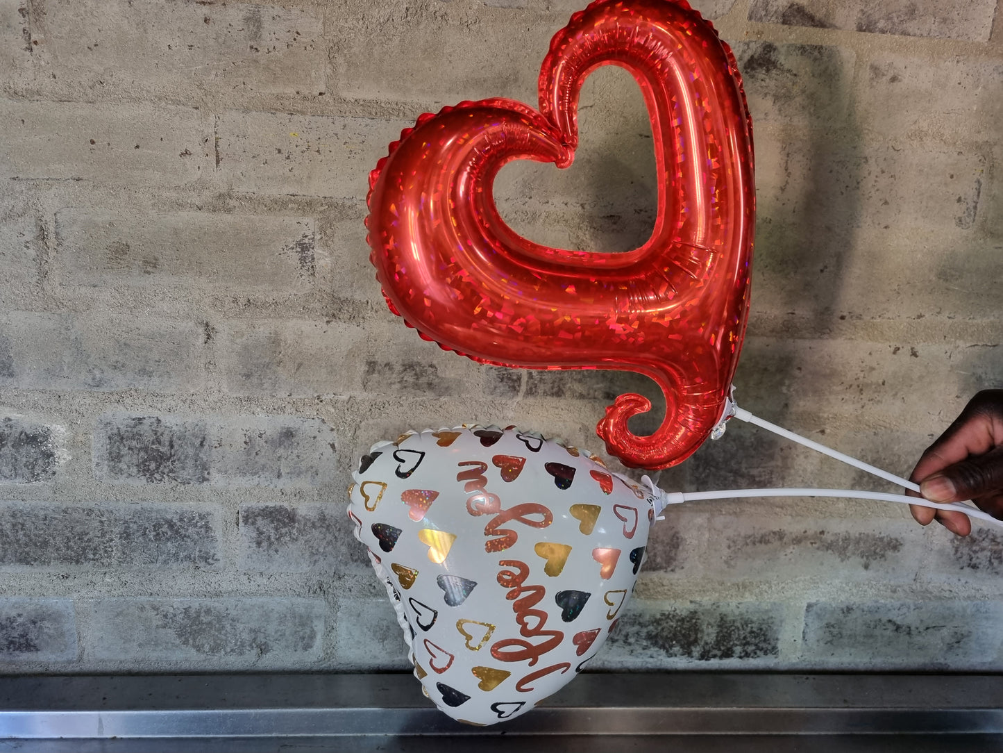 I LOVE YOU foil balloon on stick Small