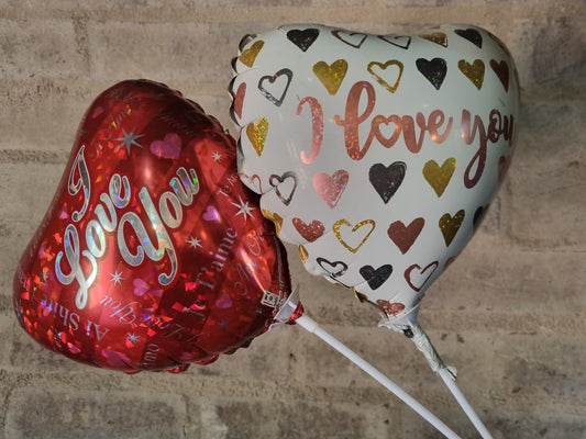 I LOVE YOU foil balloon on stick Small