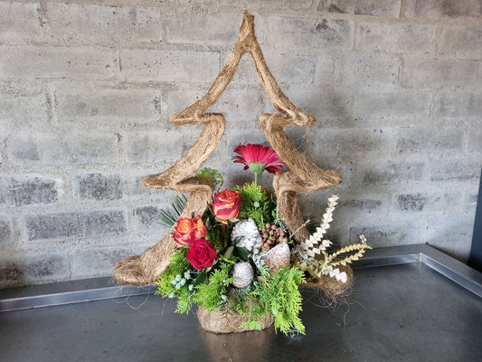 Christmas tree floral arrangement